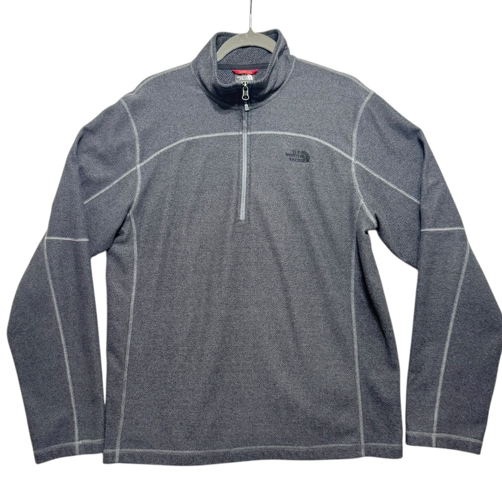 The North Face Gray Textured Cap‎ Rock 1/4 Zip Fleece Sweater Size L